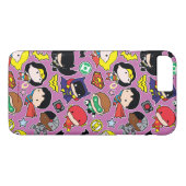 Chibi Justice League Pattern over Paars Case-Mate iPhone Case (Achterkant (Horizontaal))
