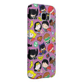 Chibi Justice League Pattern over Paars Case-Mate Samsung Galaxy Hoesje (Back/Rechts)