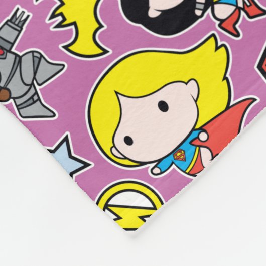 Chibi Justice League Pattern over Paars Fleece Deken (Hoek)