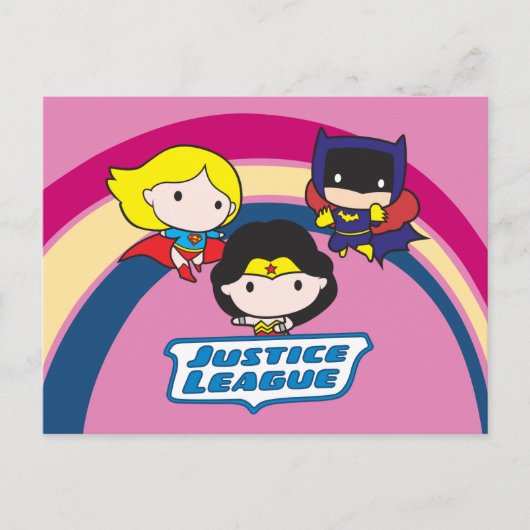 Chibi Justice League Rainbow Briefkaart (Voorkant)