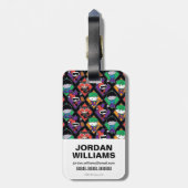 Chibi Justice League Villain Pattern Bagagelabel (Achterkant verticaal)