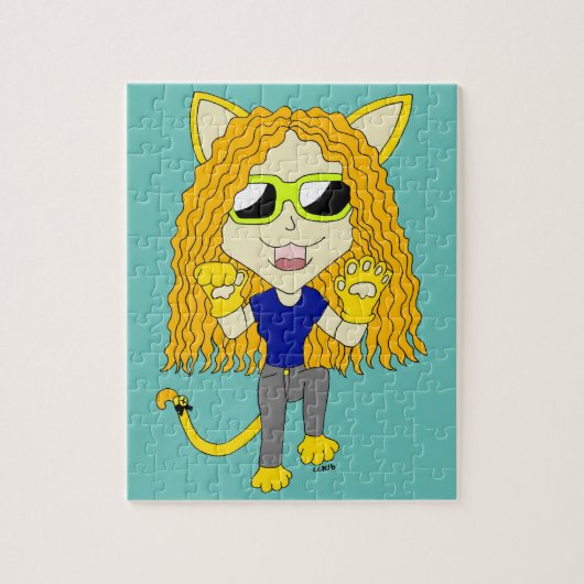 Chibi kattenmeisje met poten legpuzzel (Verticaal)
