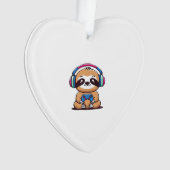 Chibi Kawaii Sloth Gamer � Cute Funny Animal with Ornament (voorkant)