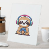 Chibi Kawaii Sloth Gamer - Schattige grappig dier  Reclamebord Met Voetstuk (Insitu)
