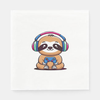 Chibi Kawaii Sloth Gamer - Schattige grappig dier  Servet