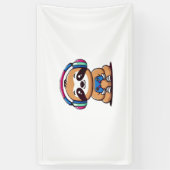 Chibi Kawaii Sloth Gamer - Schattige grappig dier Spandoek (Verticaal)