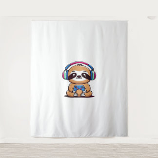 Chibi Kawaii Sloth Gamer - Schattige grappig dier  Wandkleed