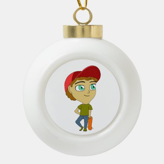 chibi keramische bal ornament (Voorkant)