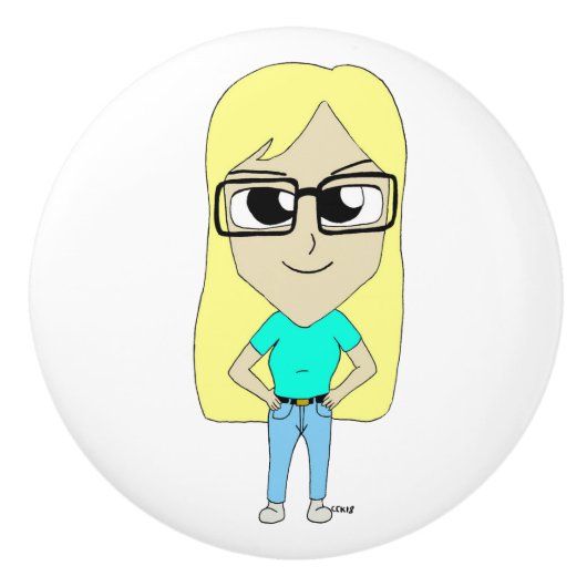 chibi keramische knop (Voorkant)