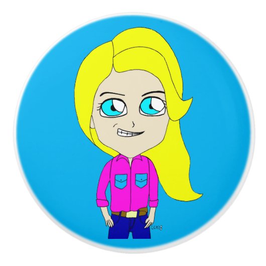 chibi keramische knop (Voorkant)
