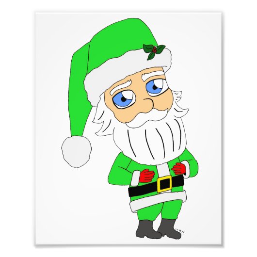 Chibi Kerstman groene pak Foto Afdruk (Voorkant)