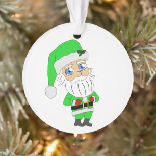 Chibi Kerstman groene pak Ornament