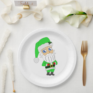 Chibi Kerstman groene pak Papieren Bordje