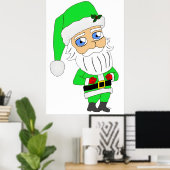 Chibi Kerstman groene pak Poster (Thuiskantoor)