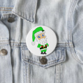 Chibi Kerstman groene pak Ronde Button 7,6 Cm (In situ)