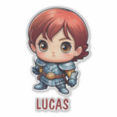Chibi Knight Personalized Kids Cut Viny Sticker (Voorkant)