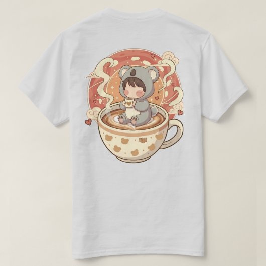 Chibi Koala Coffee Adventure Men's Graphic T-Shirt (Design achterkant)