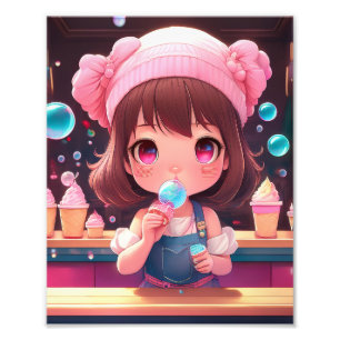 Chibi Kunst Chibi Karakter ijs Foto Afdruk