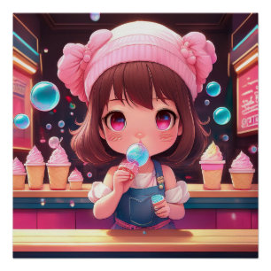 Chibi Kunst Chibi Karakter ijs Perfect Poster
