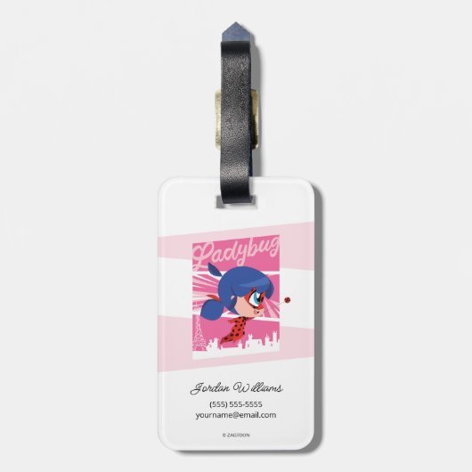 Chibi Ladybug in Parijs Bagagelabel (Achterkant verticaal)