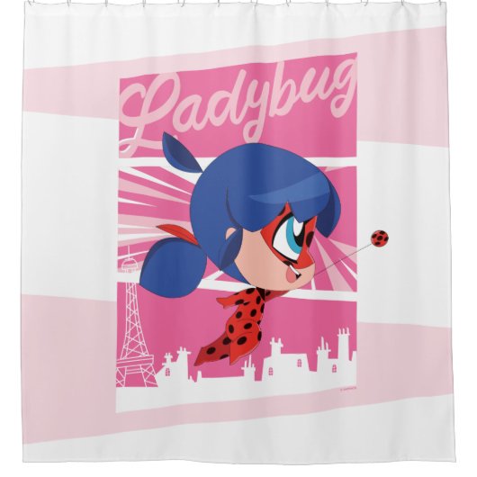 Chibi Ladybug in Parijs Douchegordijn (Voorkant)