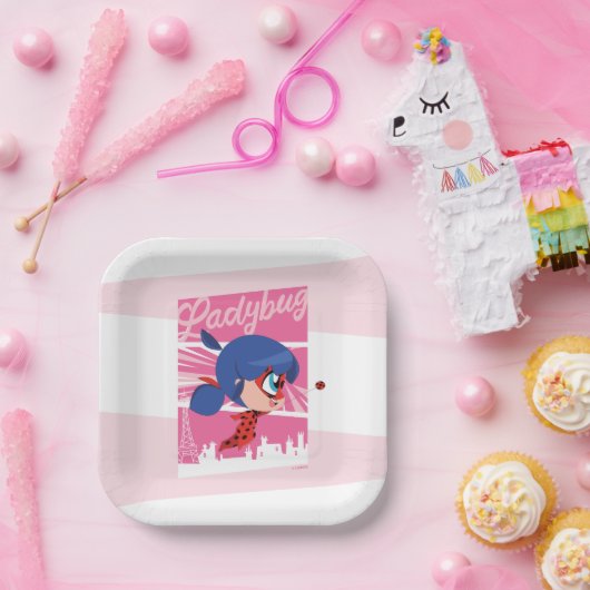 Chibi Ladybug in Parijs Papieren Bordje (Feest)