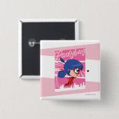 Chibi Ladybug in Parijs Vierkante Button 5,1 Cm (Voorkant /achterkant)