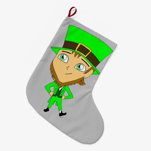chibi leprechaun grote kerstsok (Voorkant (Hangend))