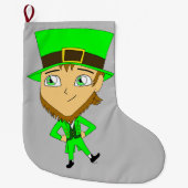 chibi leprechaun grote kerstsok (Voorkant)