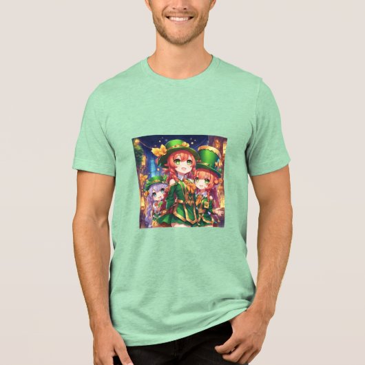 Chibi Leprechauns Tri-Blend Shirt (Voorkant)