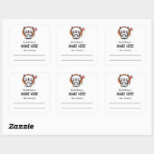 Chibi Love Cat Children's Bookplate met bericht Vierkante Sticker (Vel)