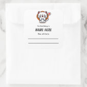 Chibi Love Cat Children's Bookplate met bericht Vierkante Sticker (Tas)