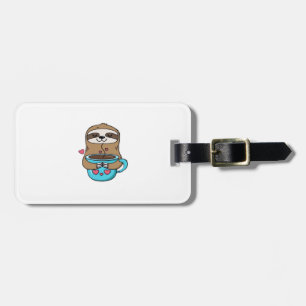 Chibi Luiaard Coffieliefhebber � Schattige Kawaii  Bagagelabel