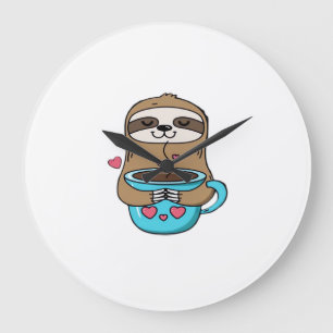Chibi Luiaard Coffieliefhebber � Schattige Kawaii Grote Klok