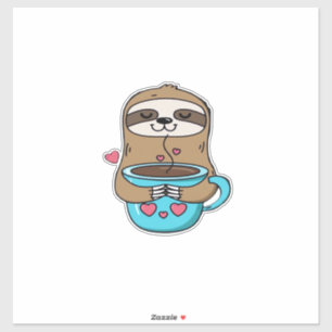 Chibi Luiaard Koffieliefhebber � Cute Kawaii Luiaa Sticker