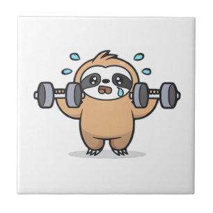 Chibi Luiaard Sportzaal Mislukt � Cute Kawaii Grap Tegeltje