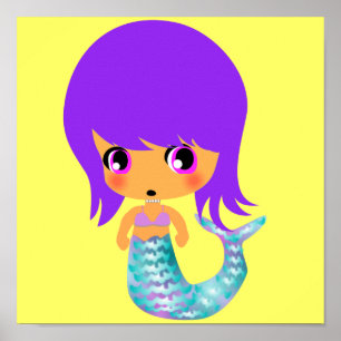 chibi magisch paars haar poster