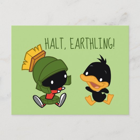 Chibi MARVIN DE MARTIAN™ EN DAFFY DUCK™ Briefkaart (Voorkant)