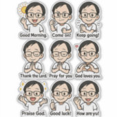 Chibi Me met positieve berichten Vinyl Sticker (Voorkant)