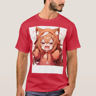 chibi meisje draag vos hoodie t-shirt