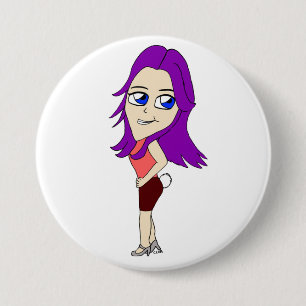 chibi meisje met bunny tail ronde button 7,6 cm