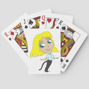 chibi meisje met een staart pokerkaarten