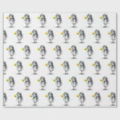 Chibi meisje met gele bloem cadeaupapier (Vlak)