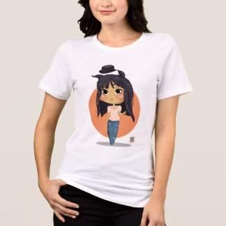 Chibi meisje met kattenoor haar Tri-Blend shirt