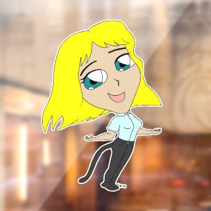 chibi meisje met staart raamsticker