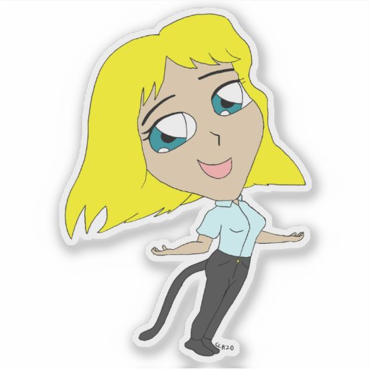 chibi meisje met staart sticker (Voorkant)