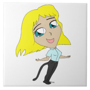chibi meisje met staart tegeltje