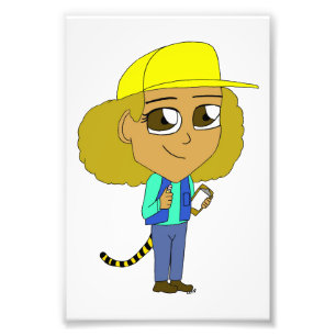 chibi meisje met tijgerstaart foto afdruk