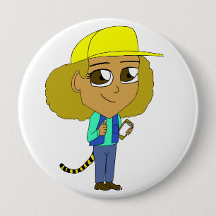 chibi meisje met tijgerstaart ronde button 4,0 cm