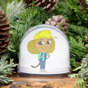 chibi meisje met tijgerstaart sneeuwbol